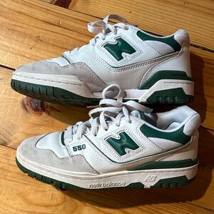 New Balance 550 White and Green Shoes